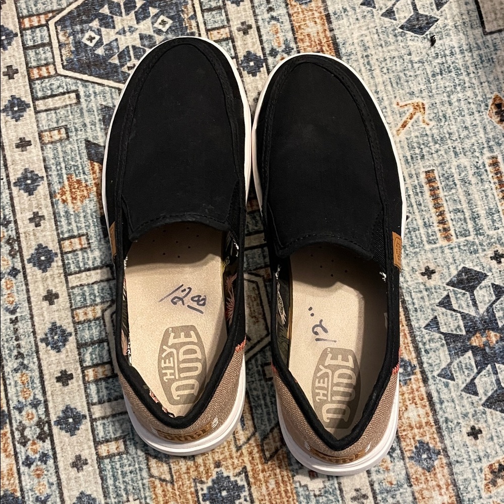 Hey Dude Black and Brown Slip-On Shoes